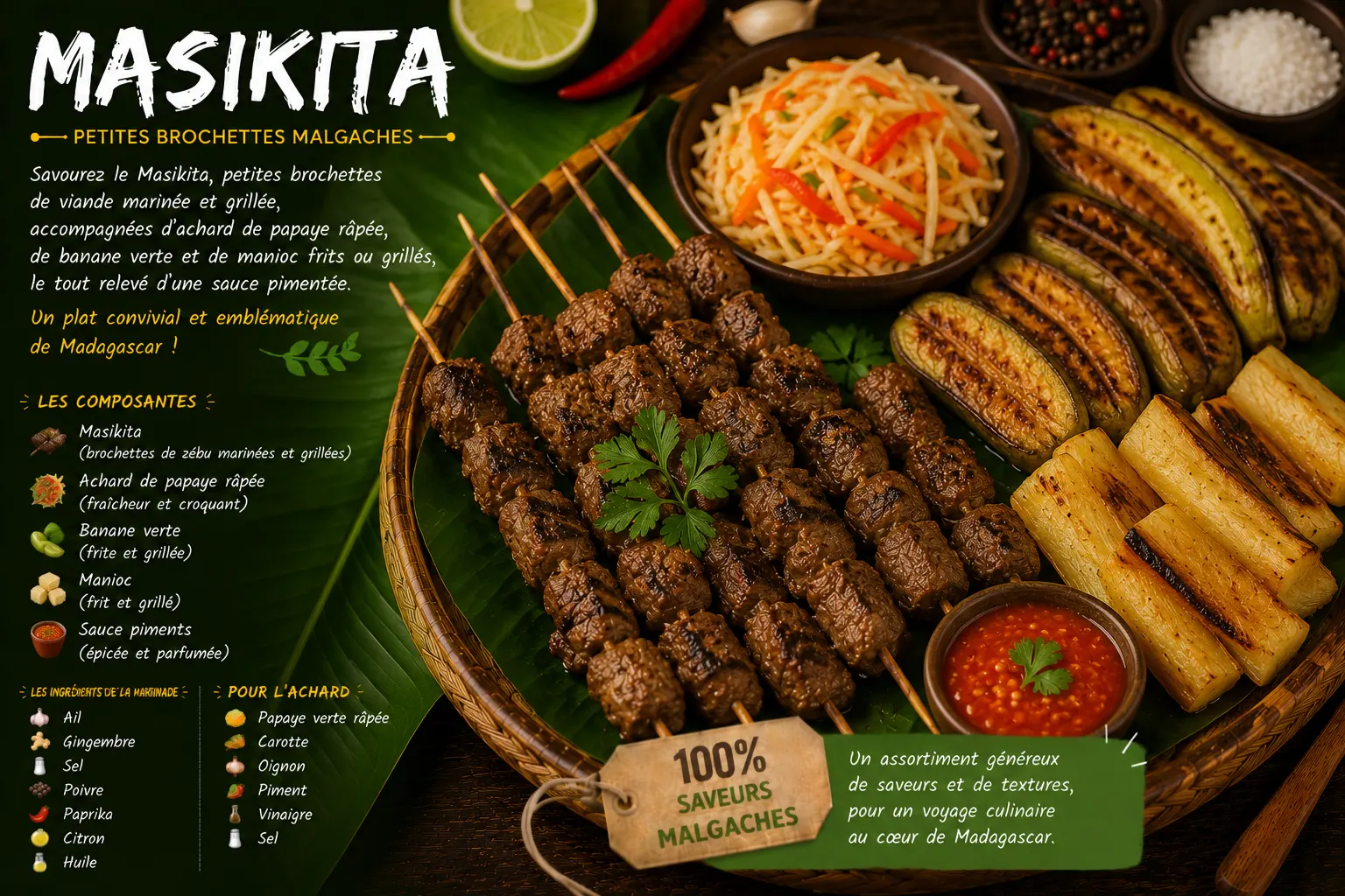 Masikita, petites brochettes de viande typiques de Madagascar